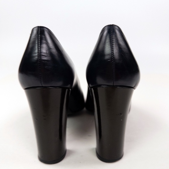 Ralph Lauren Purple Label Navy Cap Toe Block Heel Pumps Heels - Picture 4 of 7